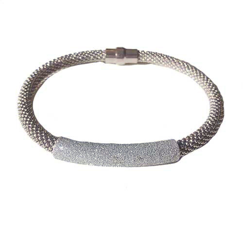 Flex armband zilver met metallic rondelle