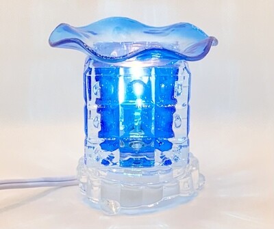 Electric ? Cube-Shaped Glass Oil Burner/Warmers: Blue