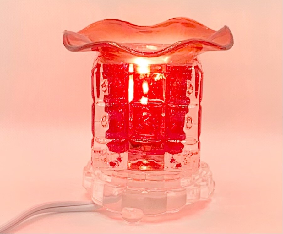 Electric ? Cube-Shaped Glass Oil Burners/Warmers: Red