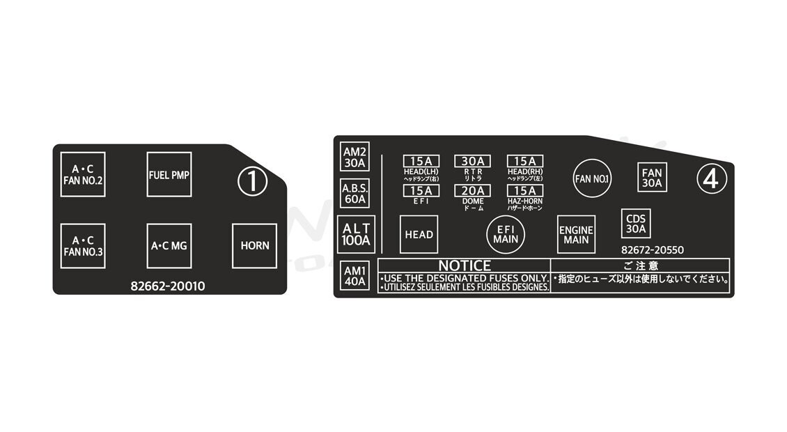 GT-Four RC fuse box lid decals