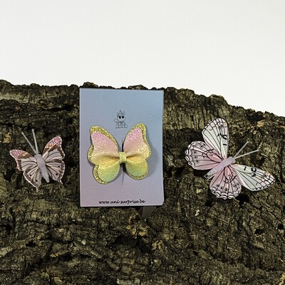 Speldje vlinder geel (60 mm clip)