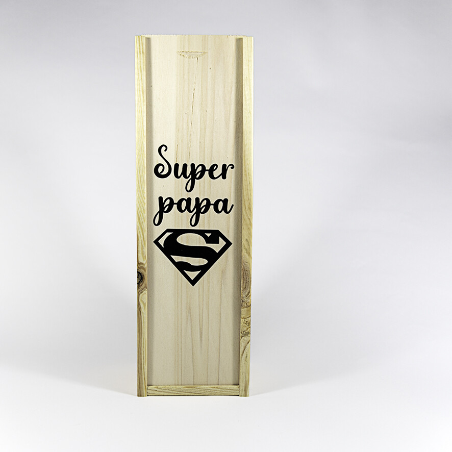 Wijnkistje in hout "Super papa"