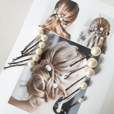 Bobby pins - set van 11 haarspelden met grote en kleine parels