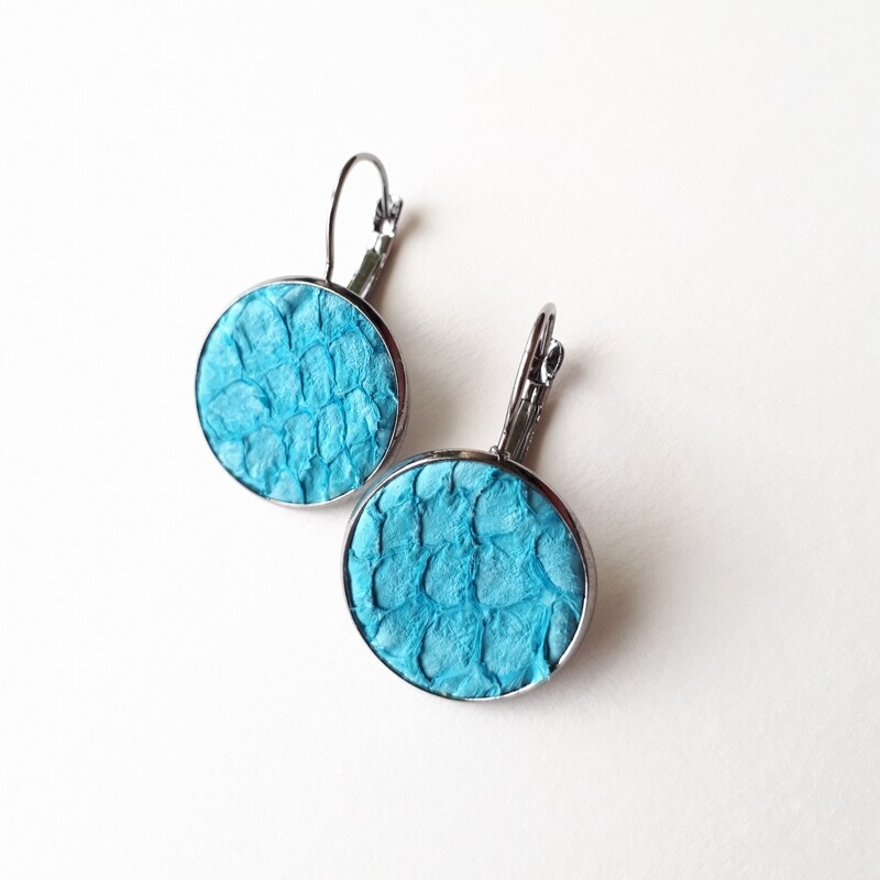 Oorbellen Oceanic turquoise in ronde cabuchon