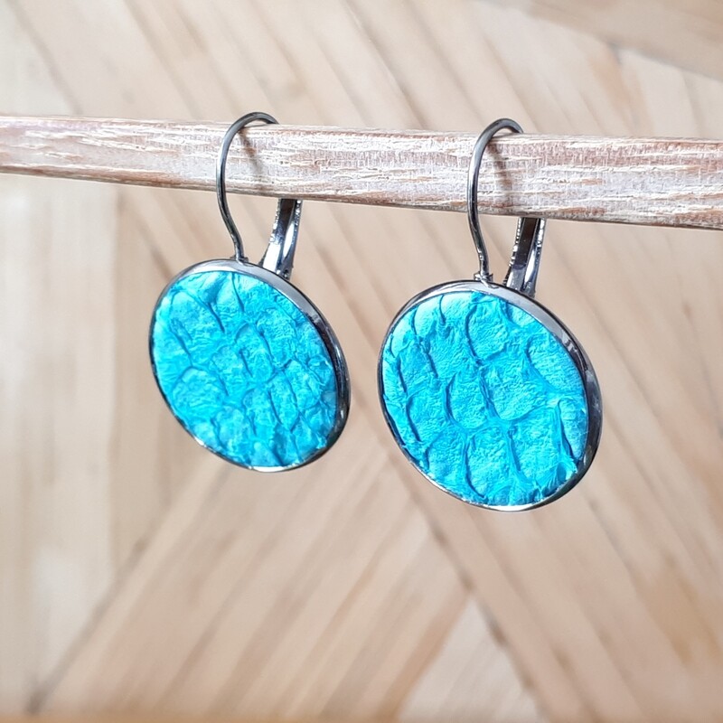 Oorbellen Oceanic turquoise in ronde cabuchon