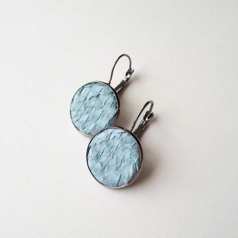 Oorbellen Oceanic hemels blauw in ronde cabuchon