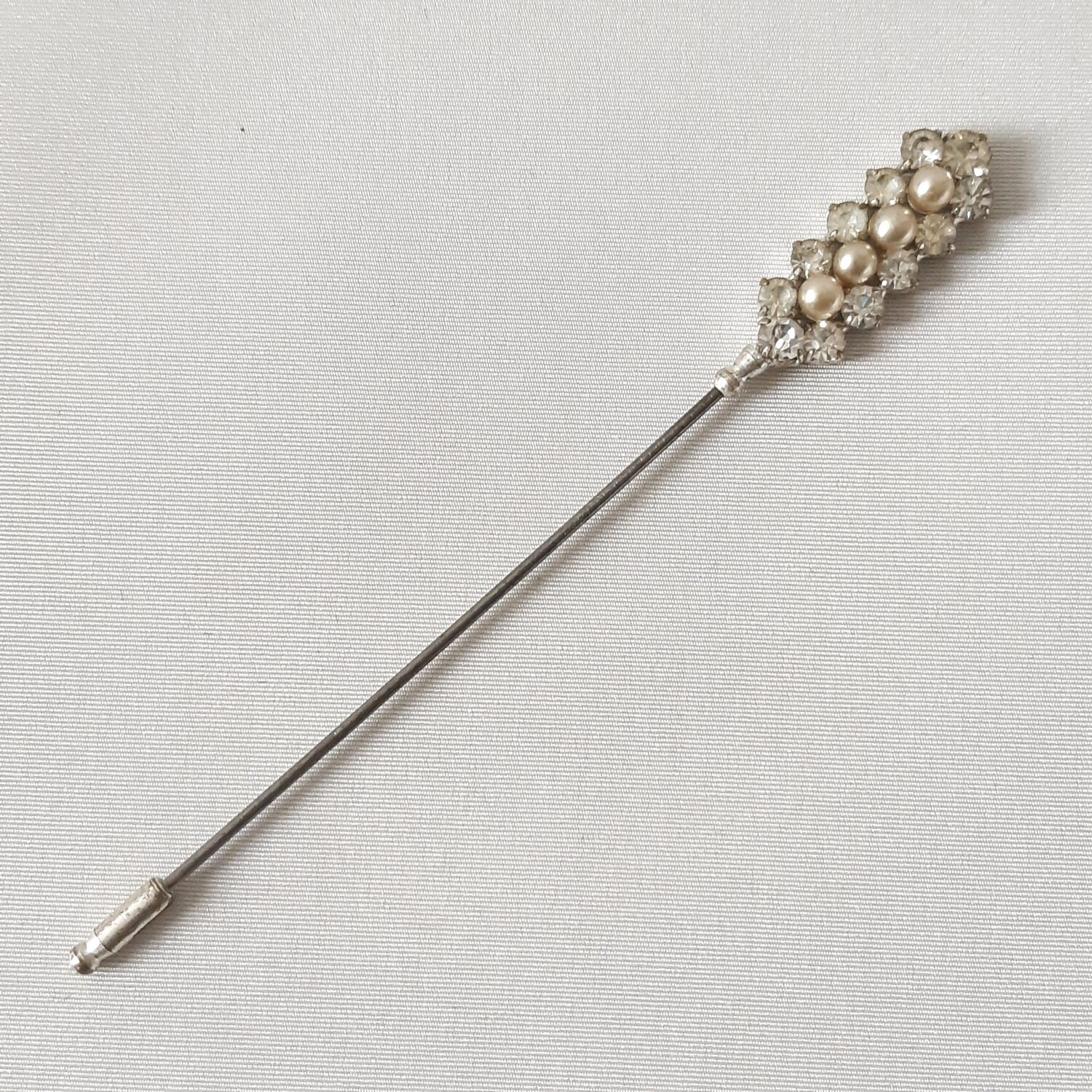 Hoedenpin - antieke hoedenpin art deco met strass