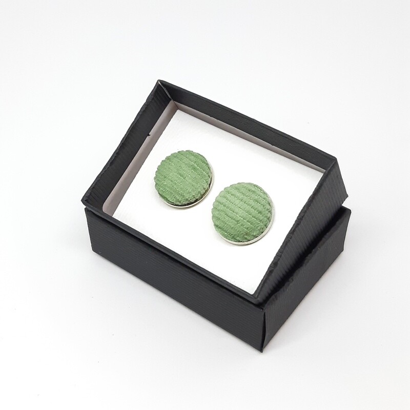 Manchetknopen in fijne ribfluweel stof - pastel groen