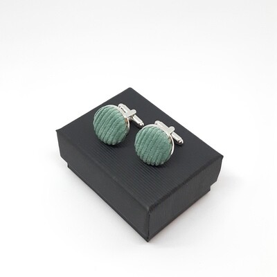 Manchetknopen in fijne ribfluweel stof - pastel groen