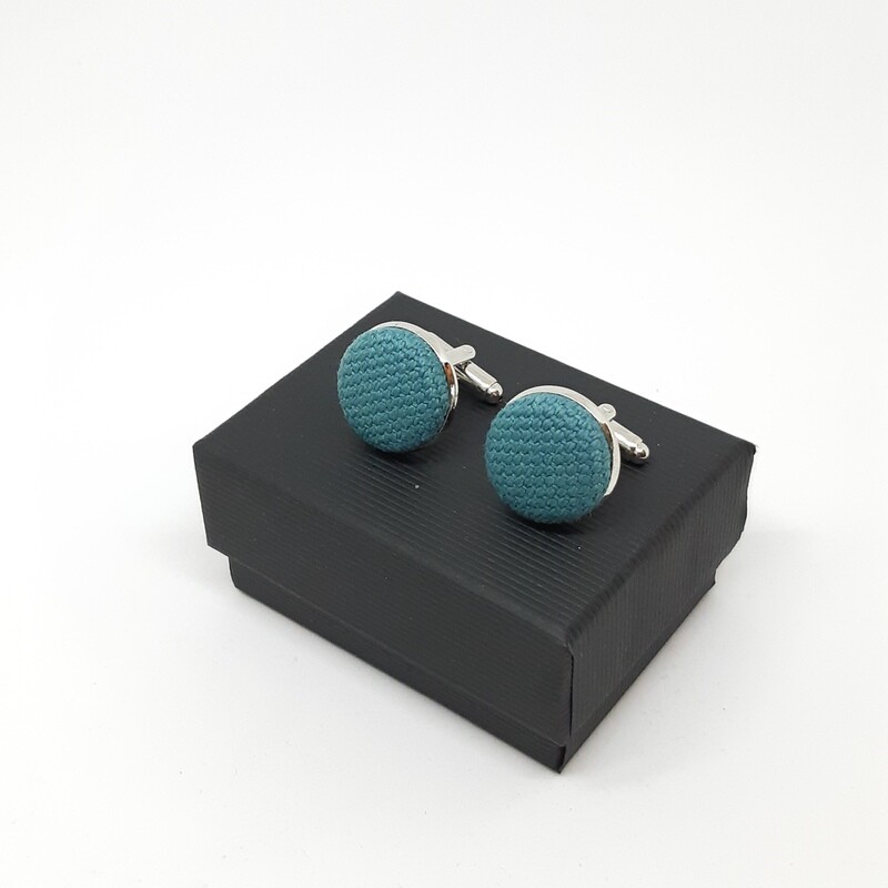 Manchetknopen in stof - blauw groen