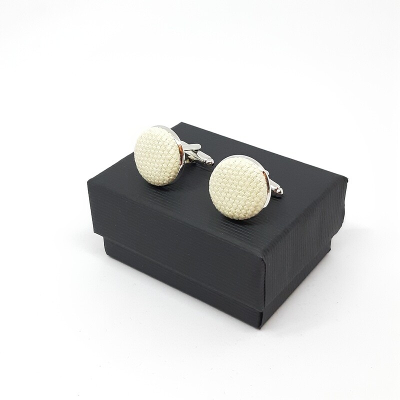 Manchetknopen in stof - zacht beige