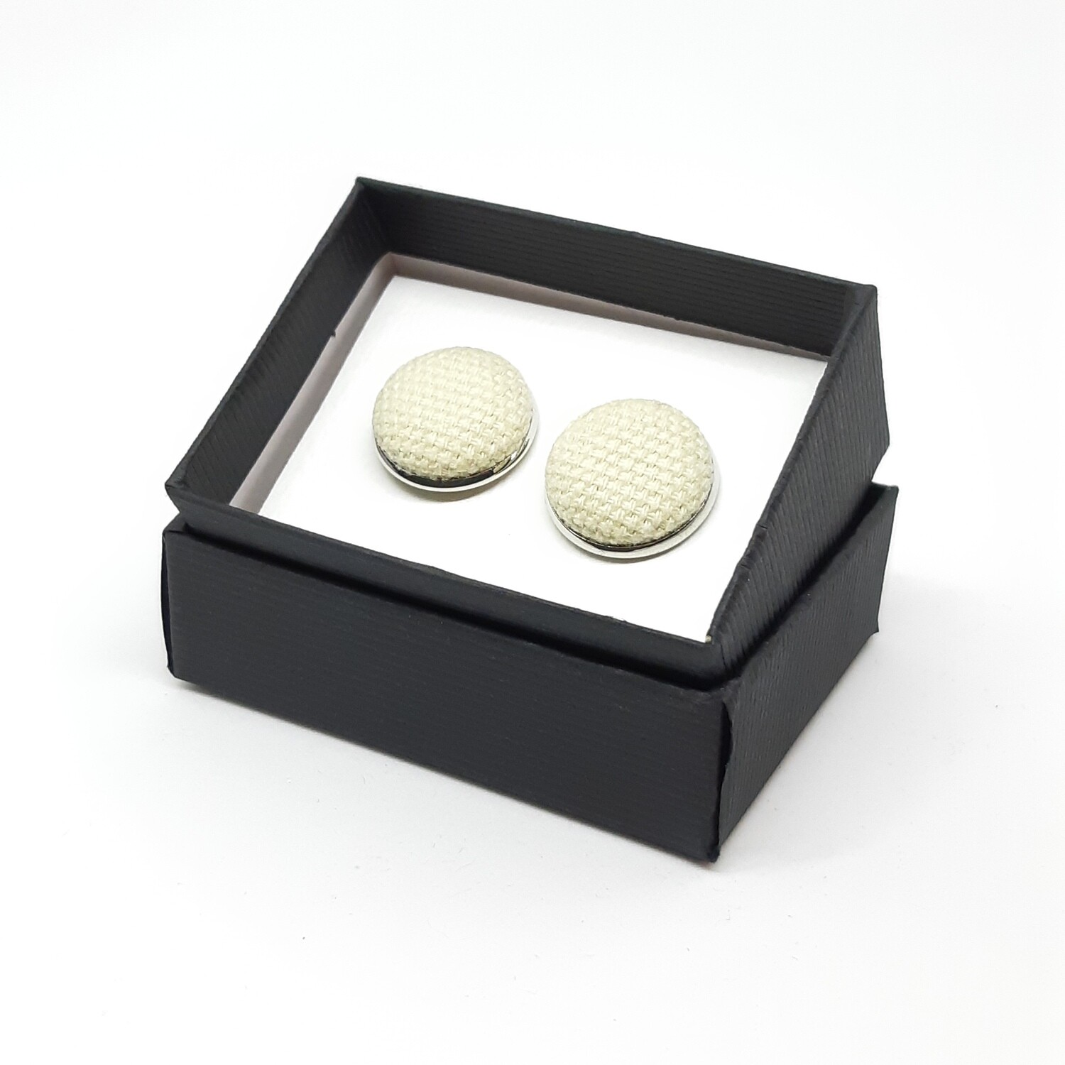 Manchetknopen in stof - zacht beige