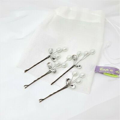 Bobby pins - set van 4 spelden met parels en strass