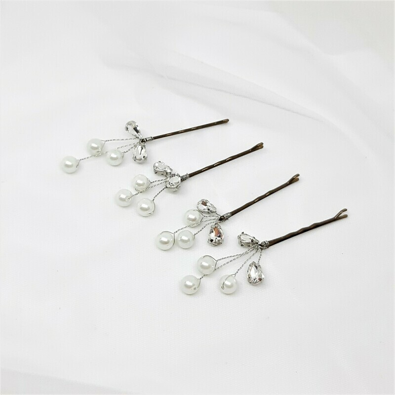 Bobby pins - set van 4 spelden met parels en strass