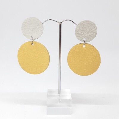 Statement oorbellen duo color - wit &amp; geel - L: 6cm
