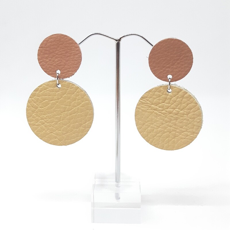 Statement oorbellen duo color - mokka & beige - L: 6cm
