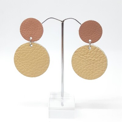 Statement oorbellen duo color - mokka &amp; beige - L: 6cm