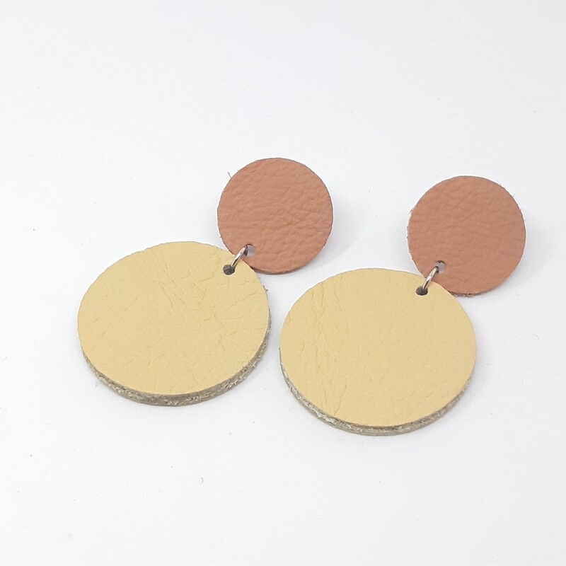 Statement oorbellen duo color - mokka &amp; beige - L: 6cm