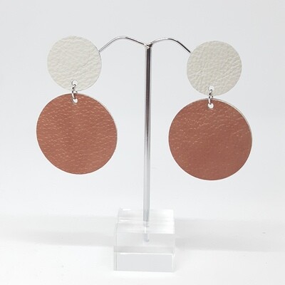 Statement oorbellen duo color -  wit &amp; mokka - L: 6cm