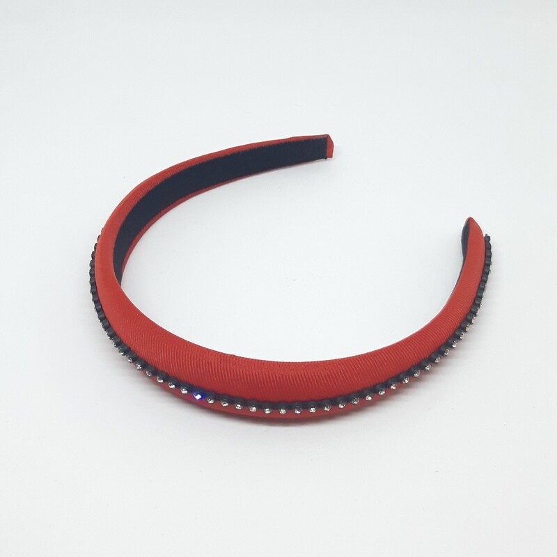 Diadeem met een fijne strook strass kristallen - rood