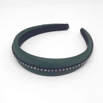Diadeem met een fijne strook strass kristallen - groen