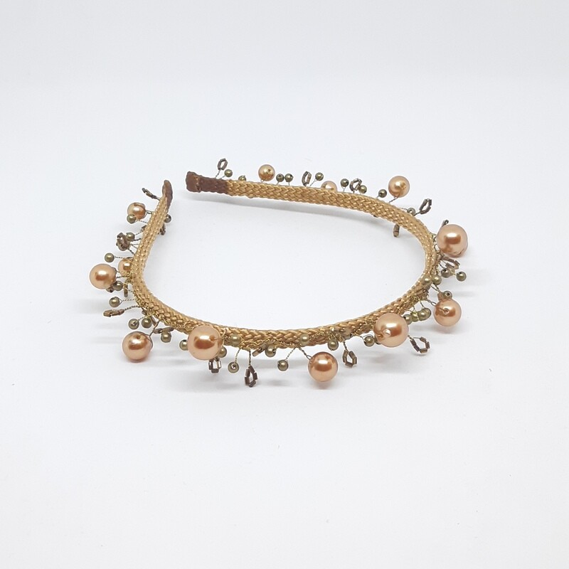 Diadeem brons en goud kleurige parels