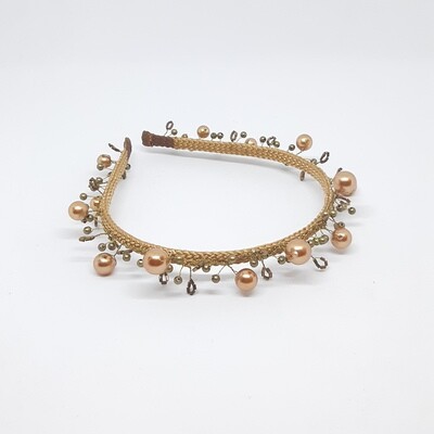 Diadeem brons en goud kleurige parels