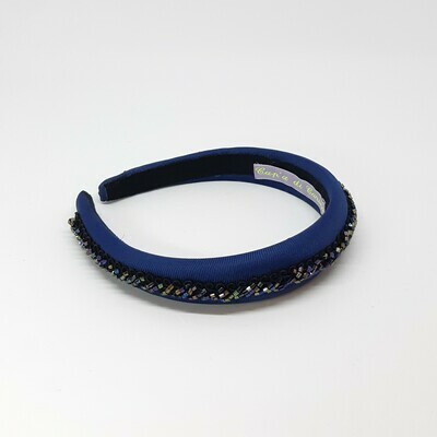Diadeem met fijn geparelde boord - blauw