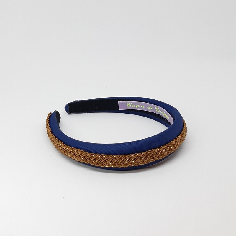 Diadeem met brons-kleurige vlecht - blauw