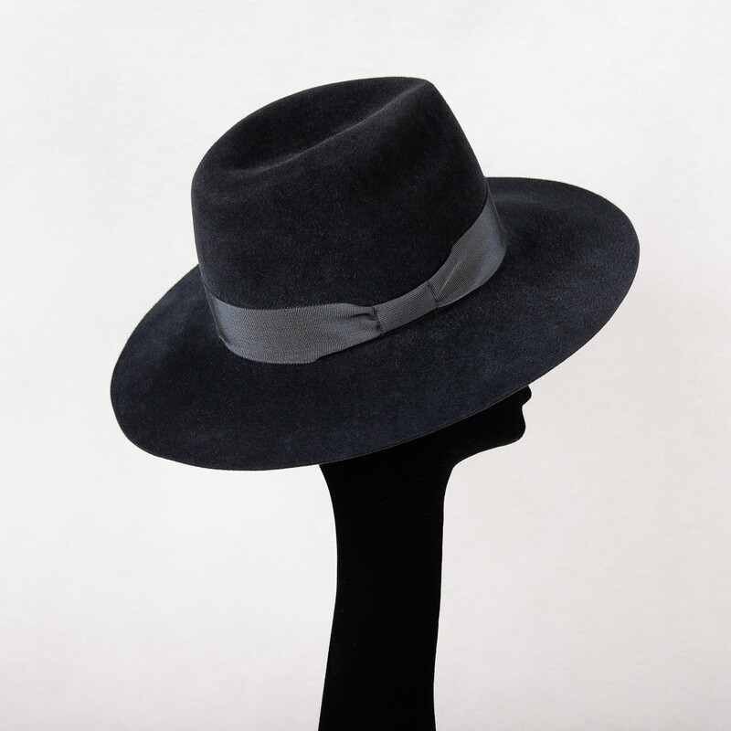 Fedora hoed in antraciet haarvilt velour &amp; t-s-t lint