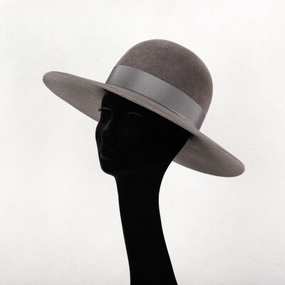 Hoed Classic - haarvilt velours - muizen grijs & lint