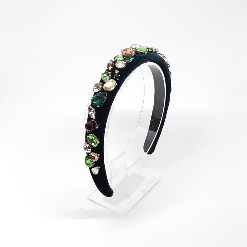 Diadeem D&amp;G-stijl met witte, geel, groen en koperkleurig Swarovski kristallen