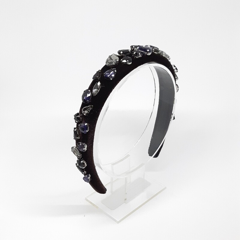 Diadeem D&amp;G-stijl met heldere tot  diep paarse Swarovski kristallen