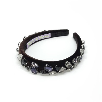 Diadeem D&amp;G-stijl met heldere tot  diep paarse Swarovski kristallen