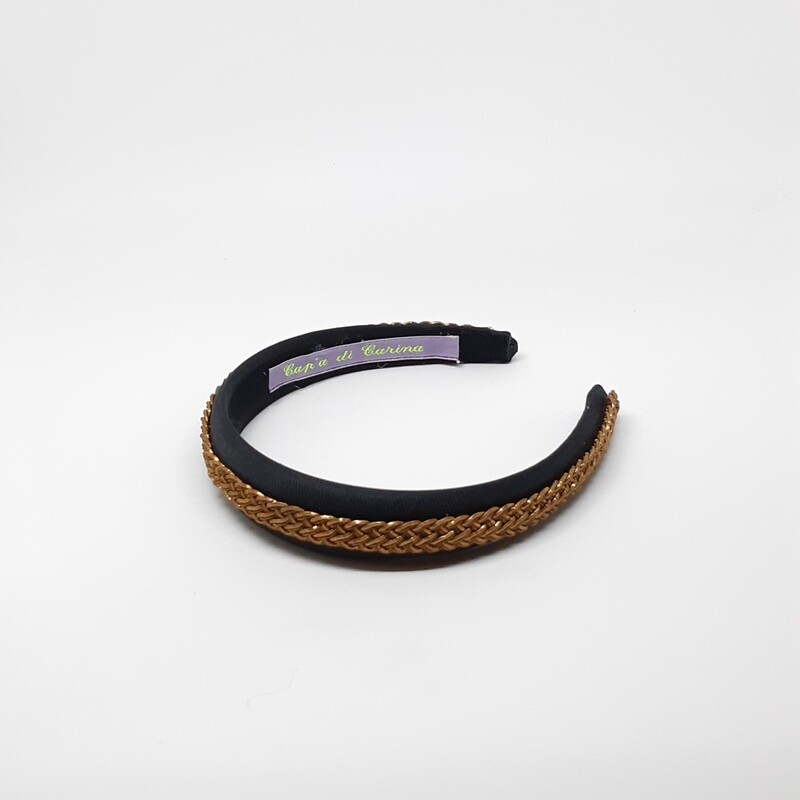 Diadeem met brons-kleurige vlecht - zwart
