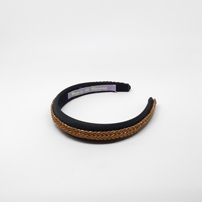 Diadeem met brons-kleurige vlecht - zwart