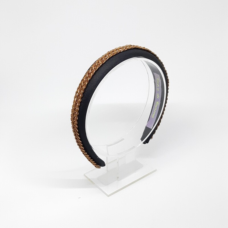 Diadeem met brons-kleurige vlecht - zwart