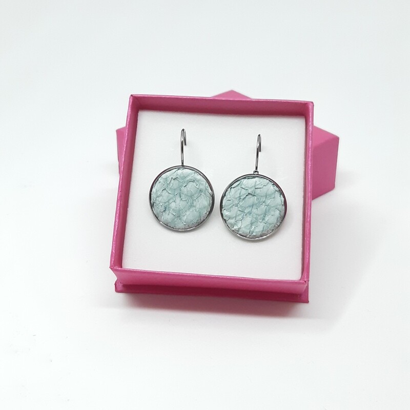 Oorbellen Oceanic hemels blauw in ronde cabuchon