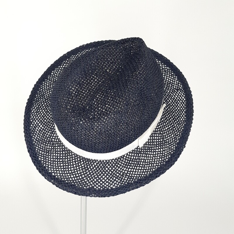 Zomer fedora hoed donker blauw papyrus | hoeden op maat