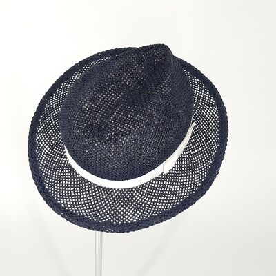 Zomer fedora hoed donker blauw papyrus | hoeden op maat