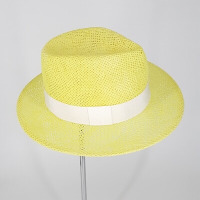 Zomer fedora hoed geel papyrus met hoge kroon | op maat