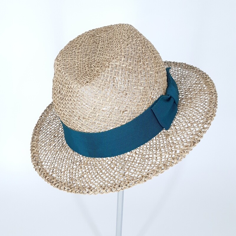 Zomer Fedora hoed in natuurkleur zeegras | zonnehoed