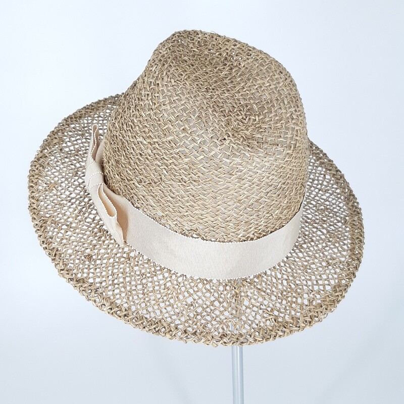 Zomer Fedora hoed in natuurkleur zeegras | zonnehoed