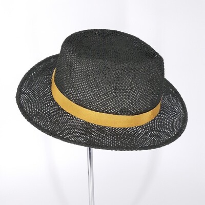 Zomer fedora hoed in papyrus, lage kroon | flessengroen