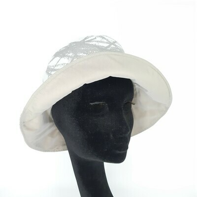 Bucket hoed met zacht taupe kriskras print | unisex