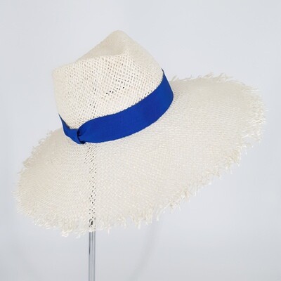 Faubourg zomer hoed met brede gerafelde rand papyrus