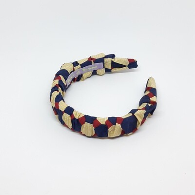 Crunchie diadeem in zijde (blauw, beige, rood)