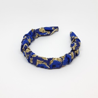 Crunchie diadeem in zijde (koningsblauw & licht blauw)
