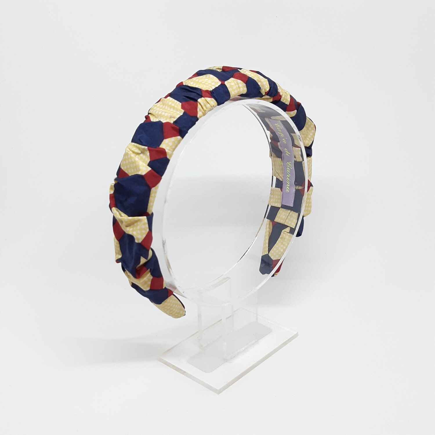 Crunchie diadeem in zijde (blauw, beige, rood)