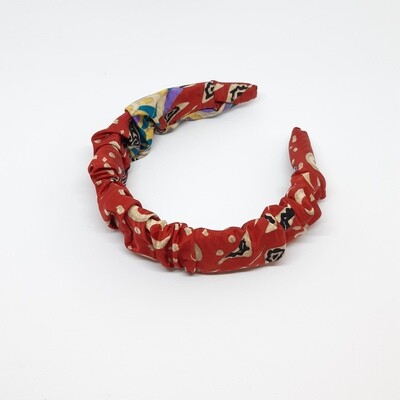 Scrunchie diadeem in zijde (rood zwart geel)